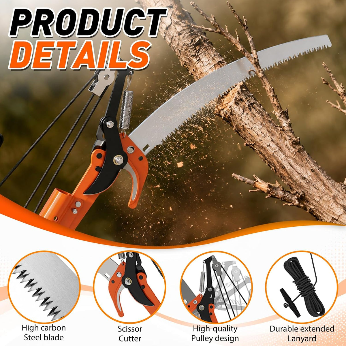 Telescopic Tree Pruner 6m Pole Saw Lopper 2 in 1 Extendable SISUPASSIE