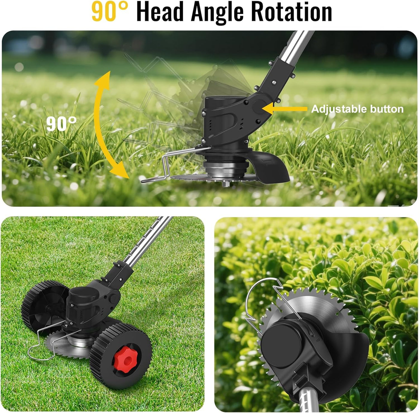 Cordless Grass Trimmer 21V 4.0Ah Garden Strimmer 4 Blades 2 Battery Conentool