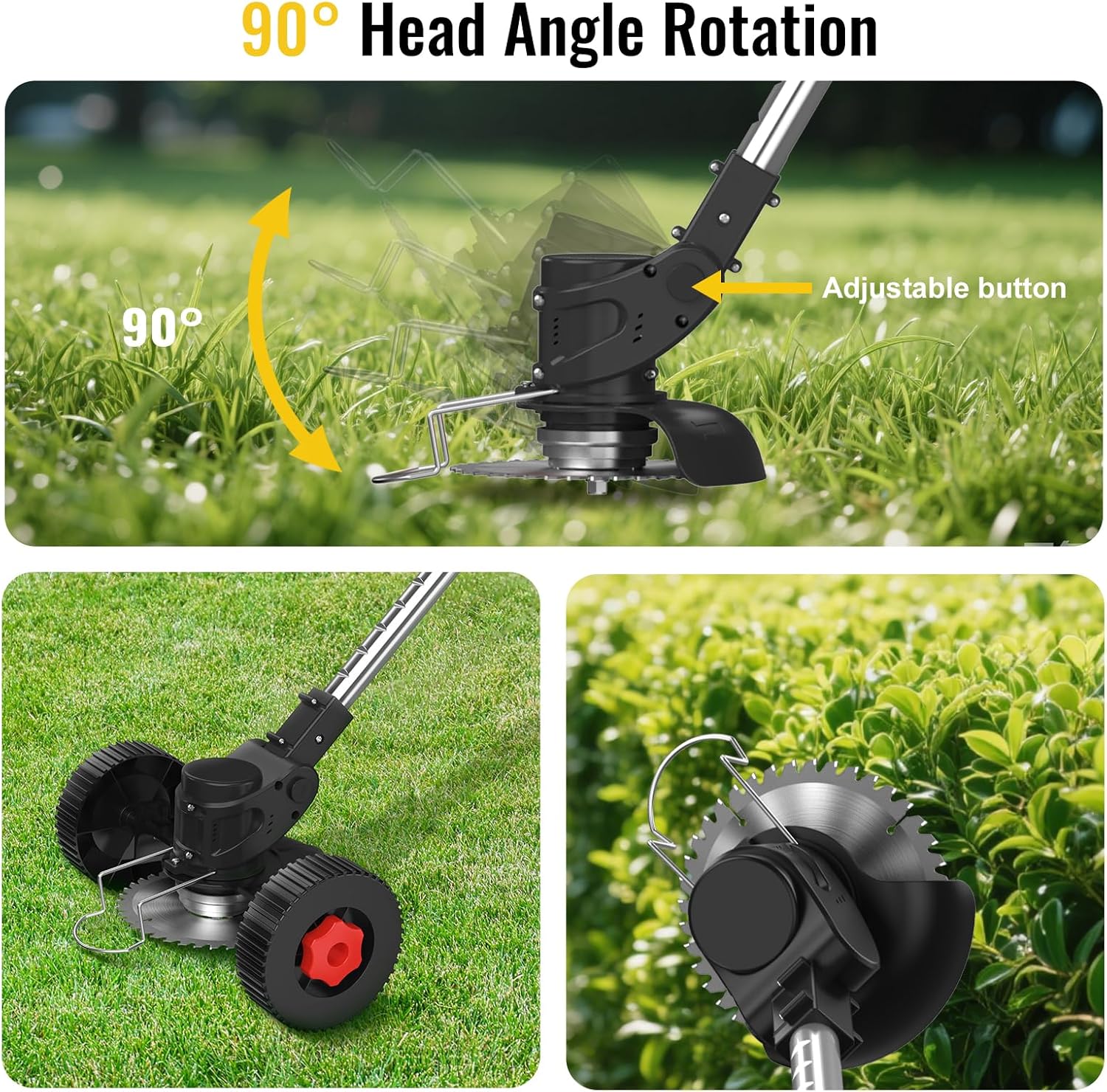 Cordless Grass Trimmer 21V 4.0Ah Garden Strimmer 4 Blades 2 Battery Conentool