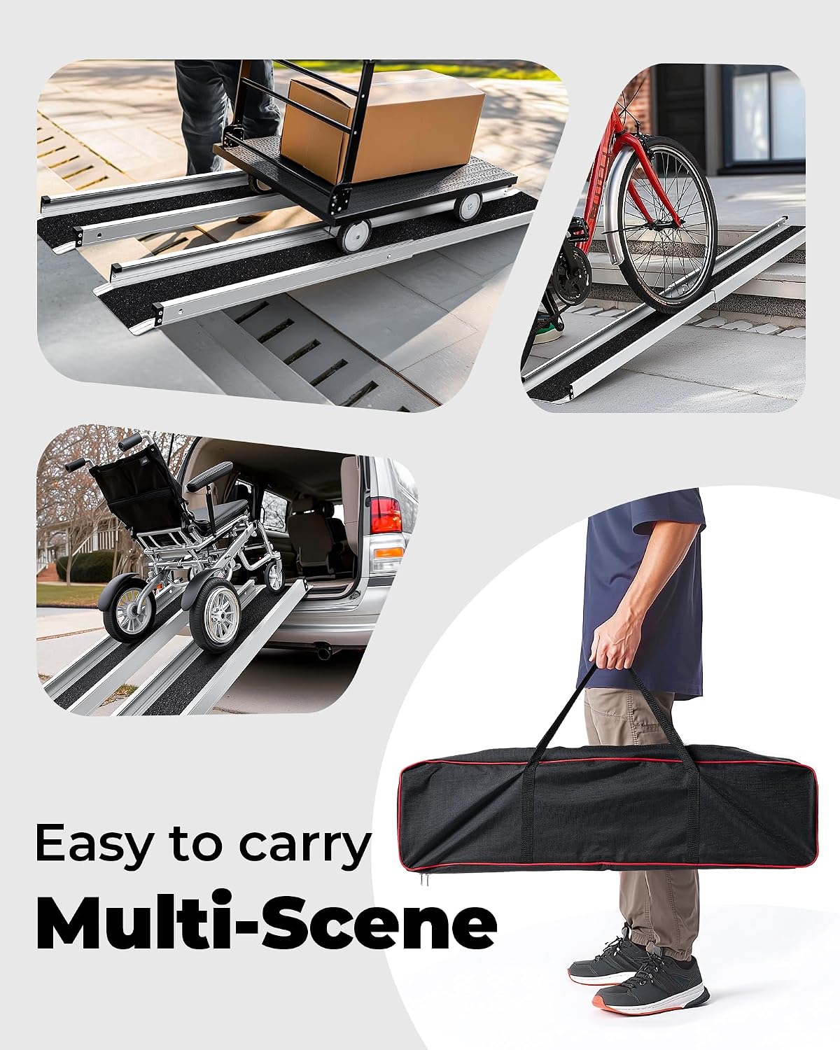 Telescopic Wheelchair Ramp 2.5FT 4FT Portable Mobility Ramp Steps Doorways Access