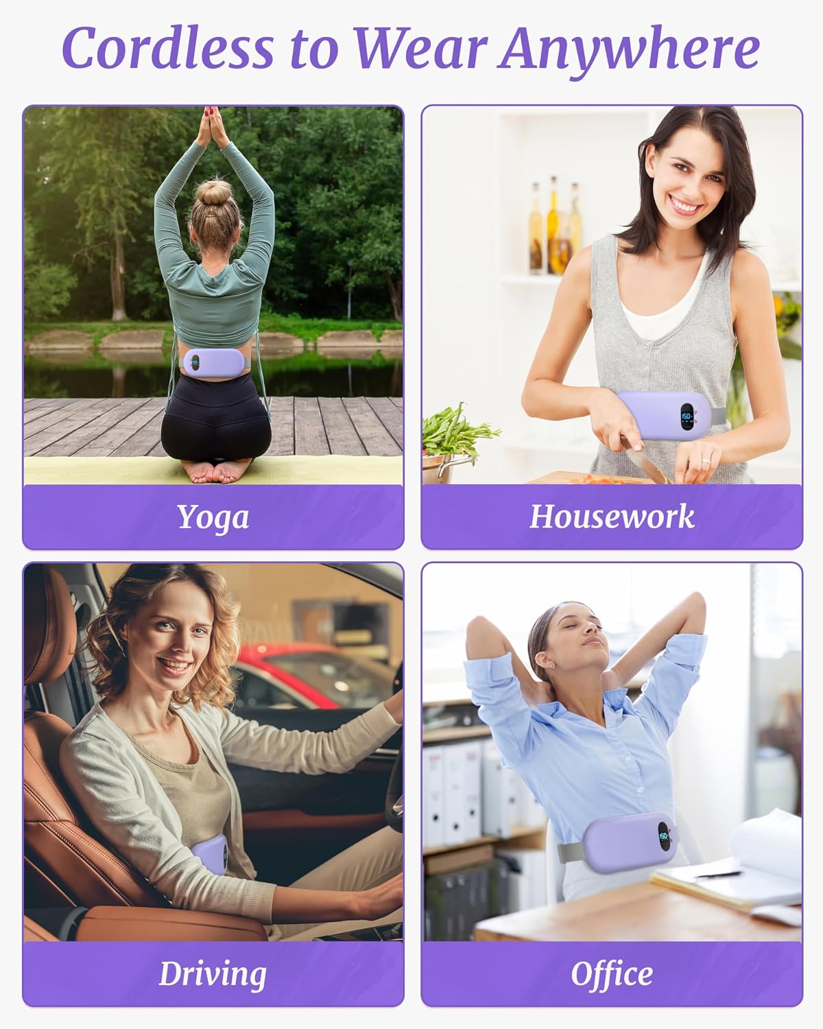 Heating Pad for Period Pain 6 Heat Massage Modes Rechargeable USB Belt