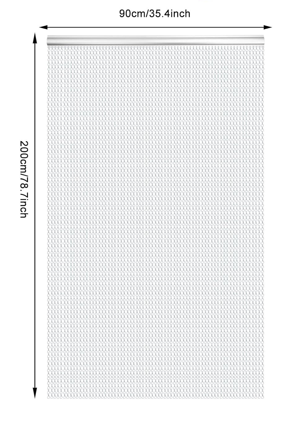 Aluminium Chain Fly Screen 90x200cm Door Curtain Silver Grey Insect Pest Control