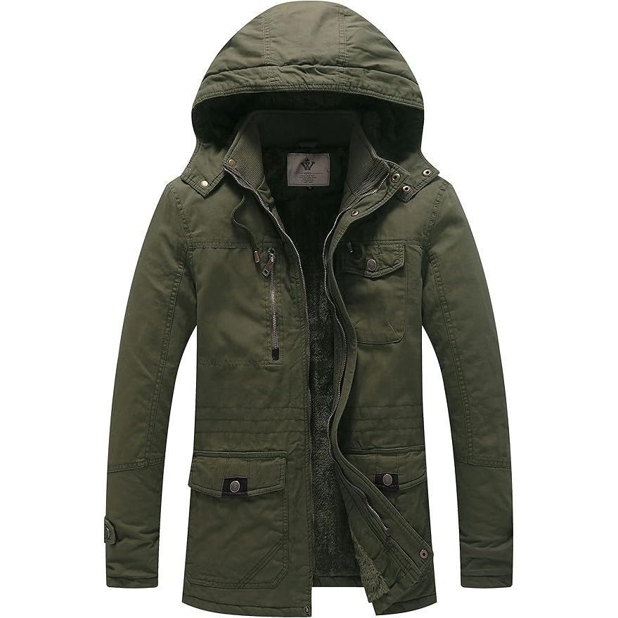Green hooded jacket on a white background