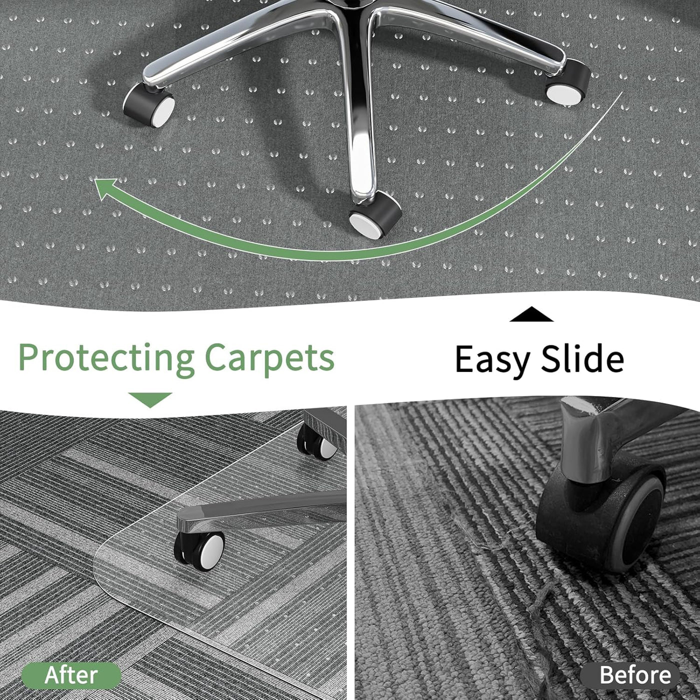 Carpet Chair Mat 117x152cm Clear PVC Floor Protector Non Slip WASJOYE