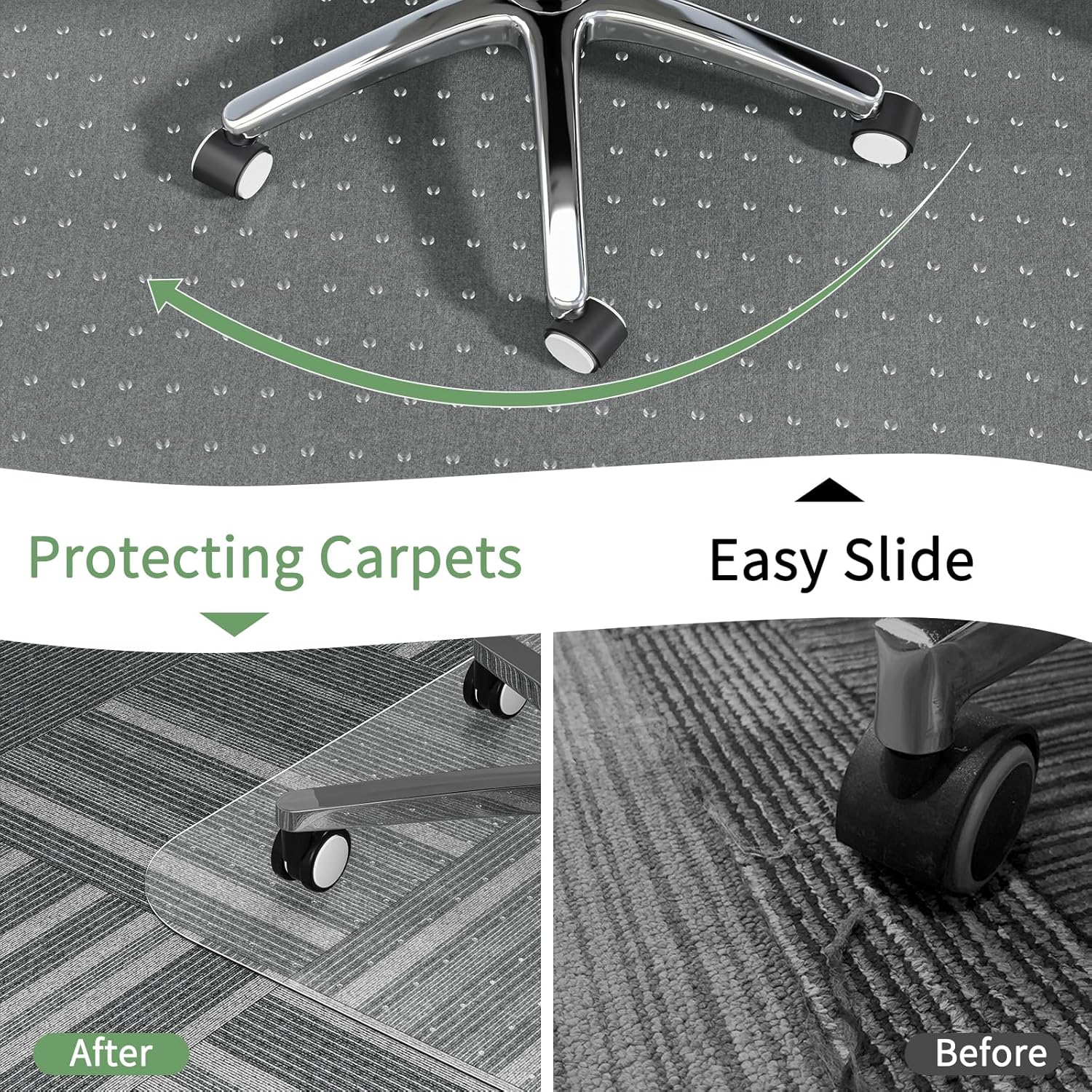 Carpet Chair Mat 117x152cm Clear PVC Floor Protector Non Slip WASJOYE