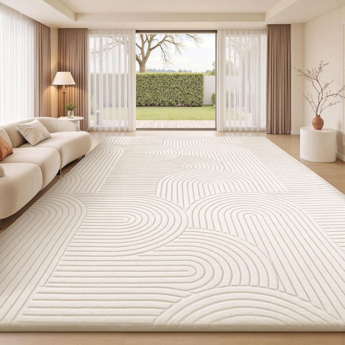Large Rug 200x300cm Cream Soft Living Room Bedroom Carpet Extra Large Sour Lemon