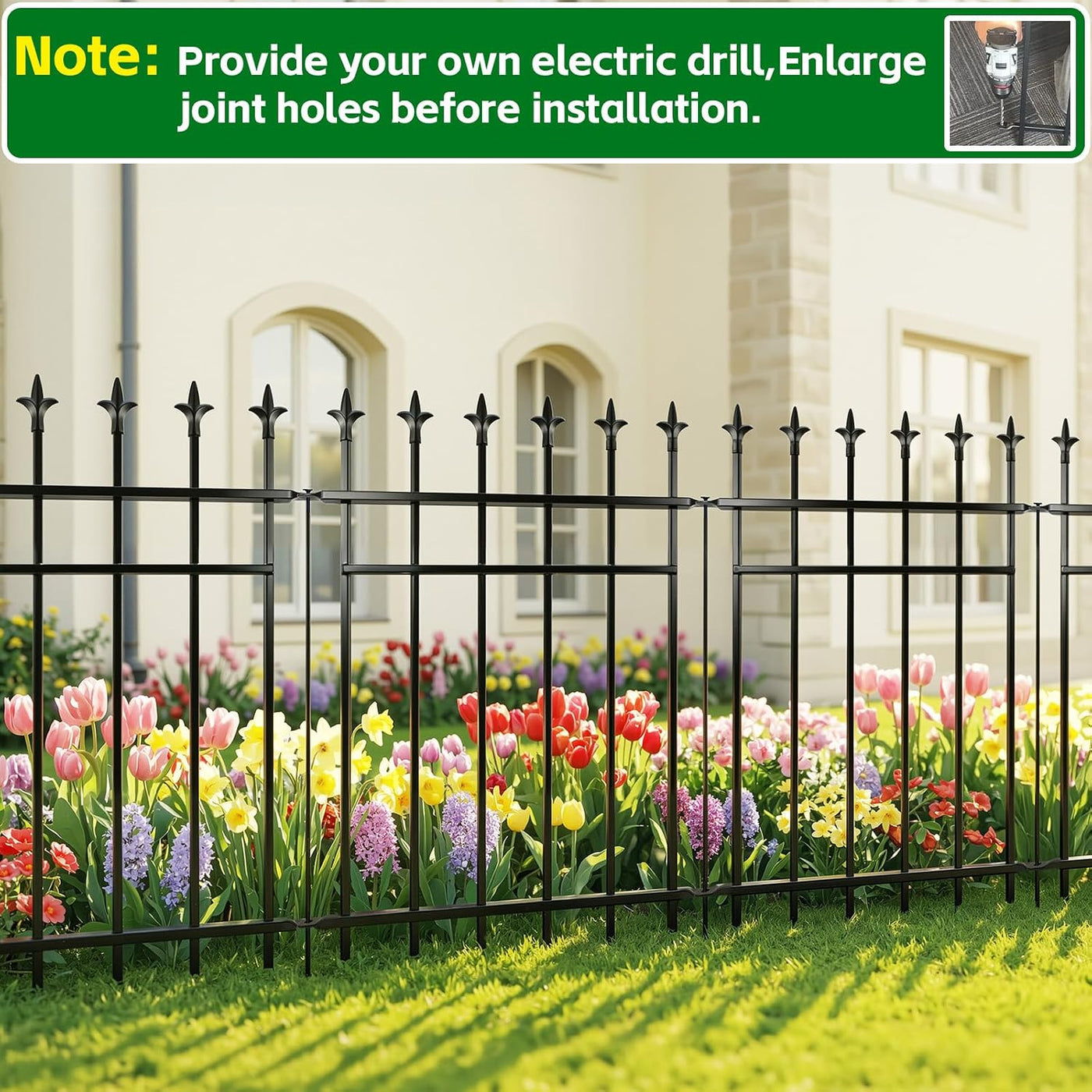 Metal Garden Fence 91cm 5 Pack Rustproof Landscape Animal Barrier Black ARIFARO