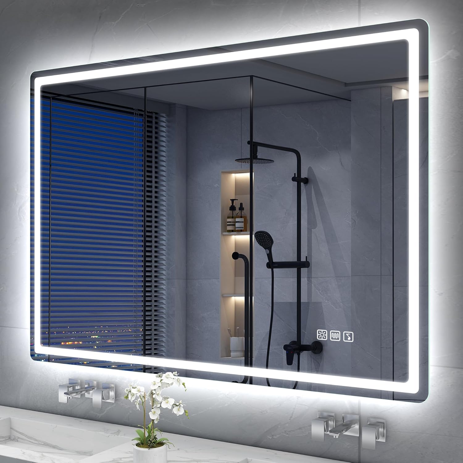 Bluetooth Bathroom LED Mirror 1000x700 Anti Fog Dimmable 3000K-6500K S'bagno