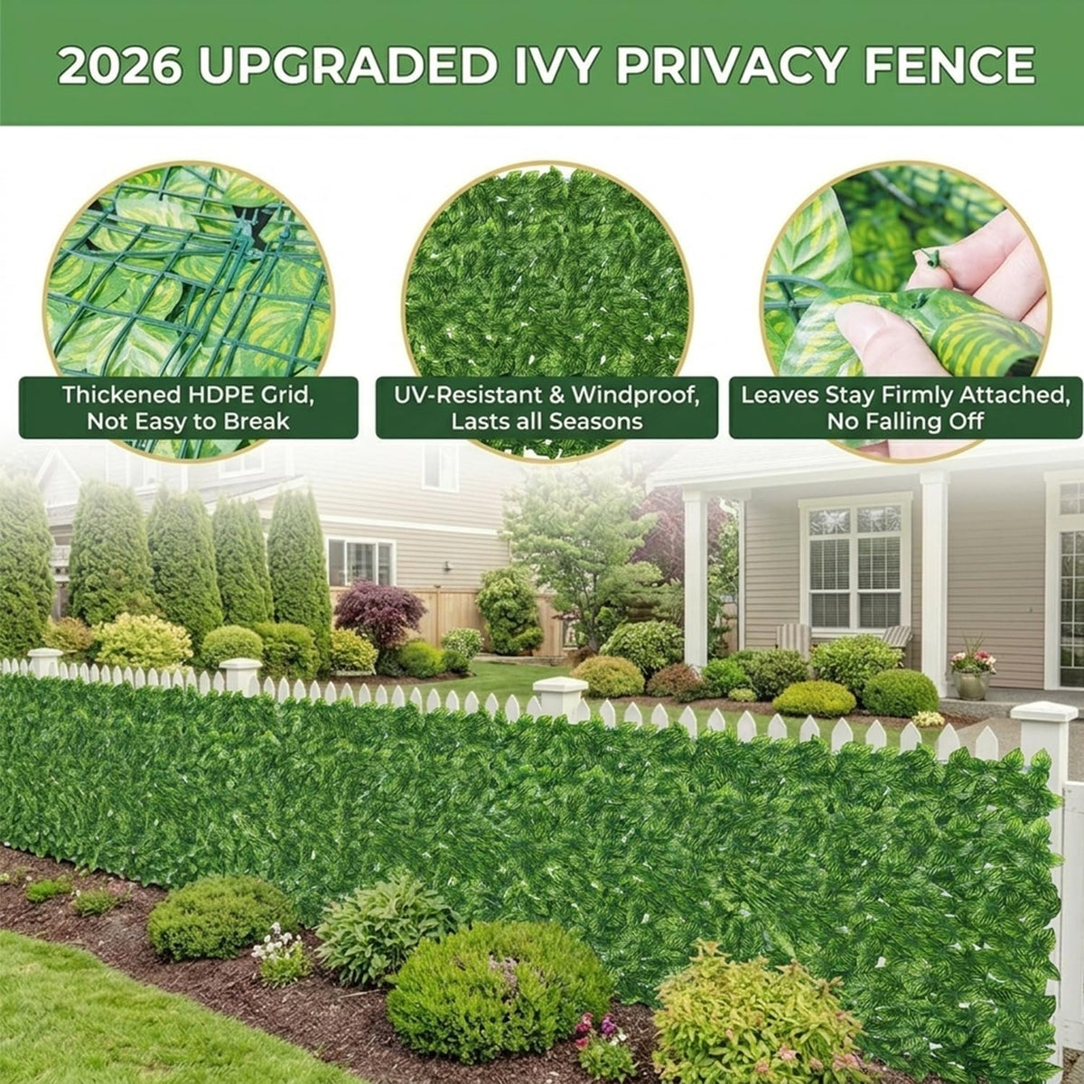 Artificial Ivy Hedge Panel 1x3m Privacy Fence Screen Green Leaf Garden Balcony