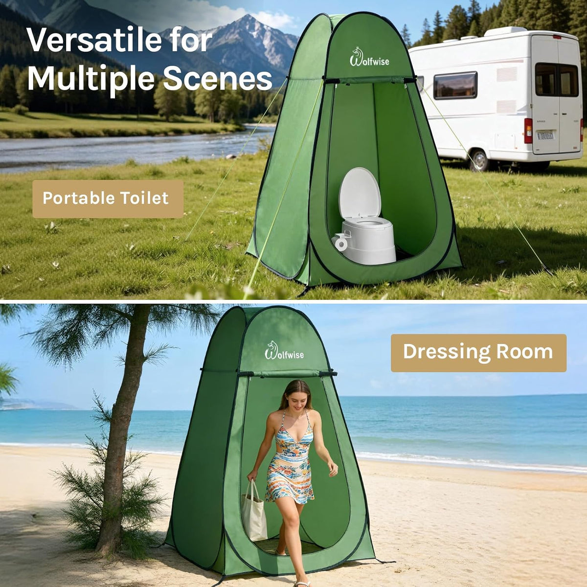 Pop Up Camping Toilet Shower Tent Waterproof Privacy Portable Room WolfWise