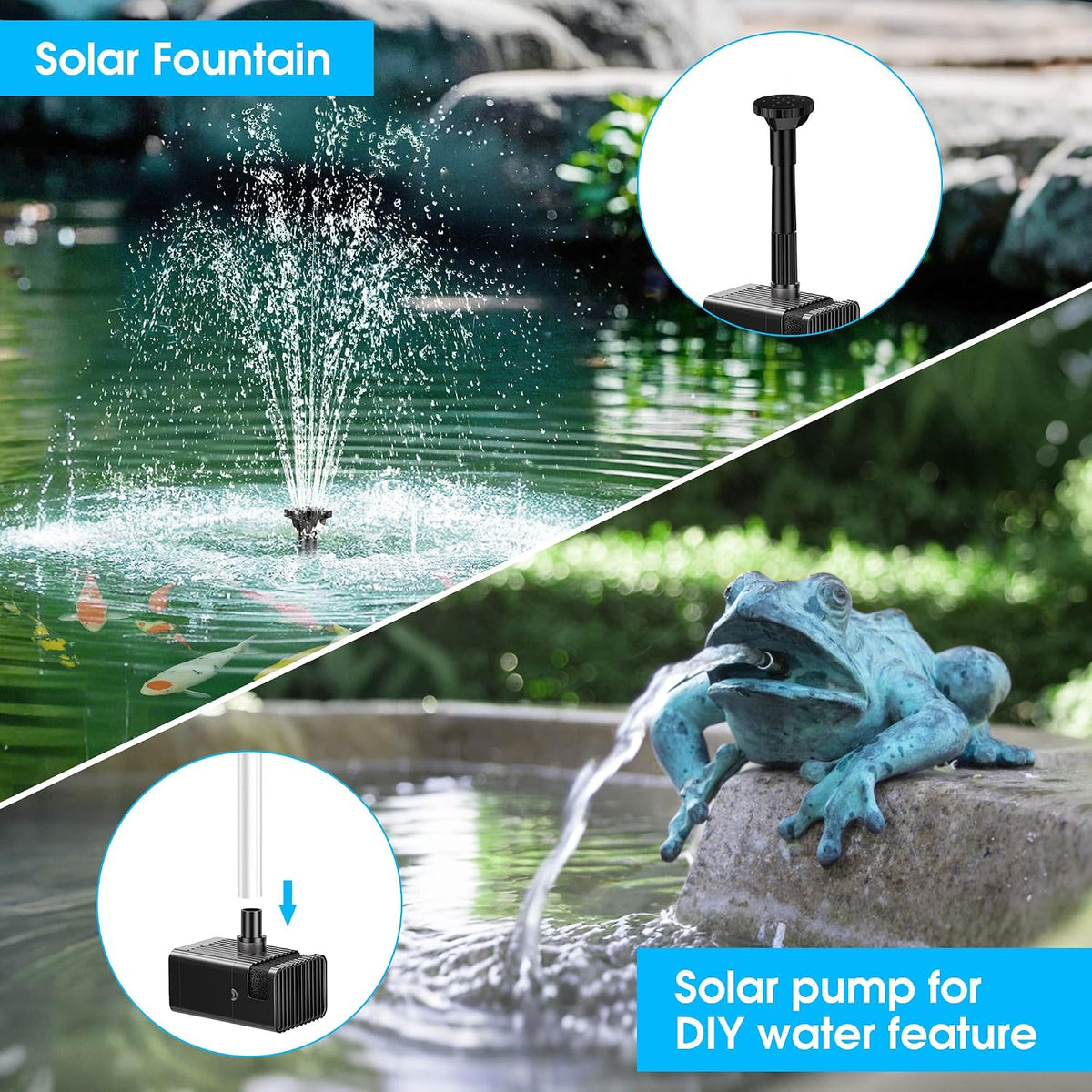 Solar Water Fountain 8W 3600mAh Battery Pump for 600L Garden Pond  Biling Outdoor