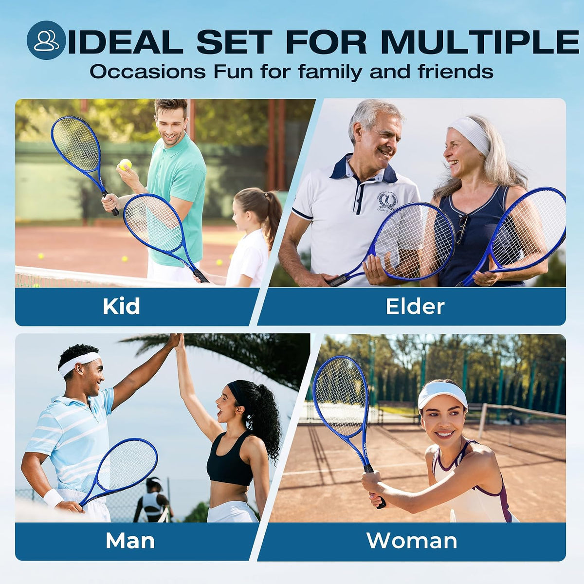 Tennis Rackets Set 27 Inch 2 Racquets 3 Balls Overgrips Carry Bag HIRALIY Outdoor