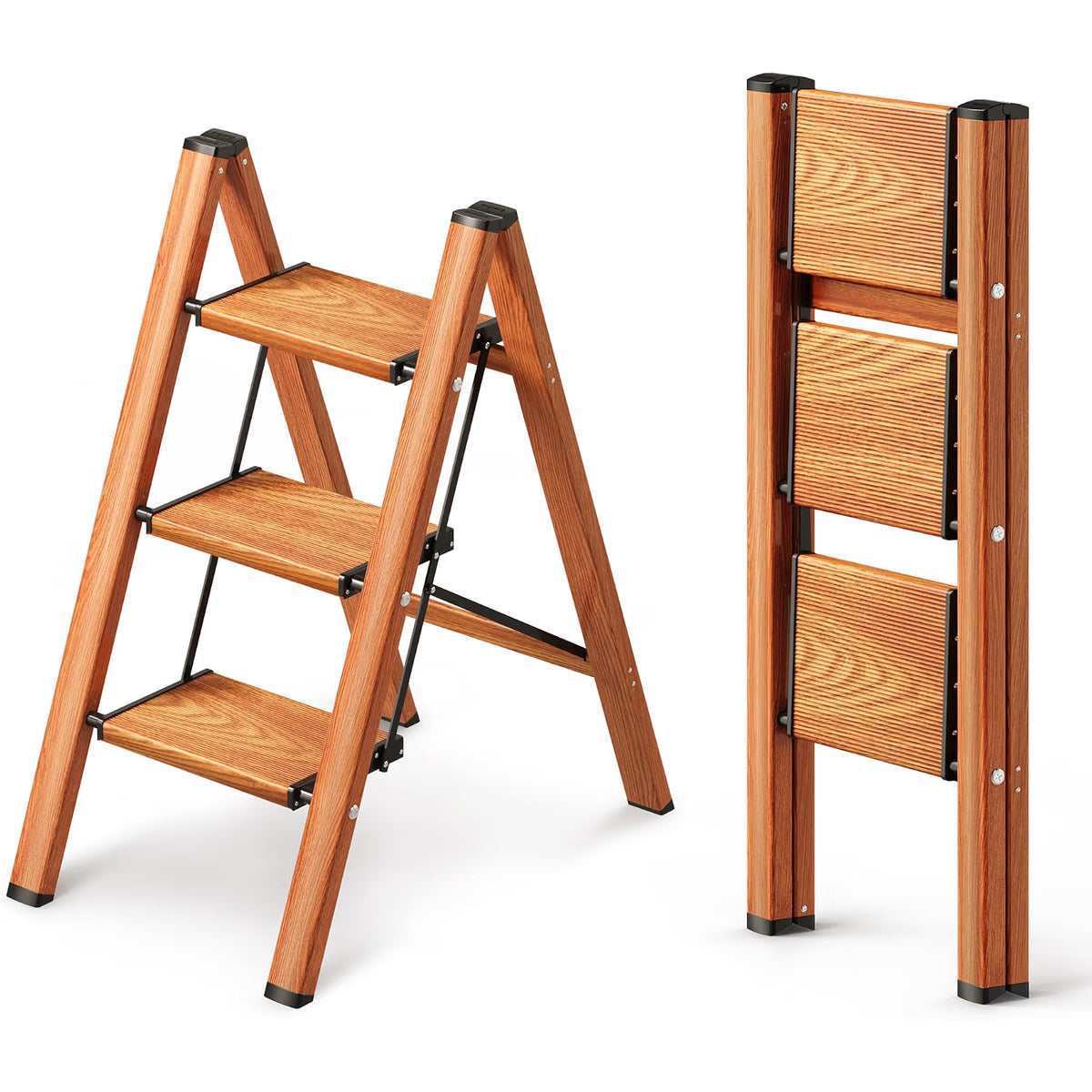 3 Step Ladder Foldable Step Stool Anti Slip Wide Pedal Home Kitchen Utility Steps