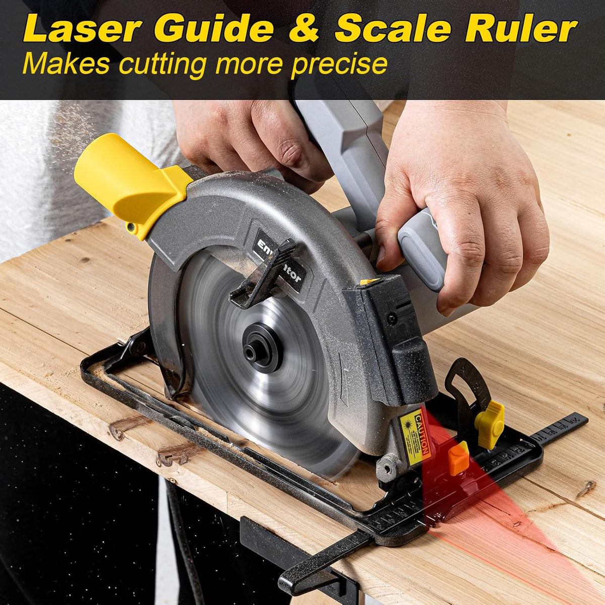 Circular Saw 1400W 185mm 6000RPM Laser Guide 24T Blade Electric Enventor Wood
