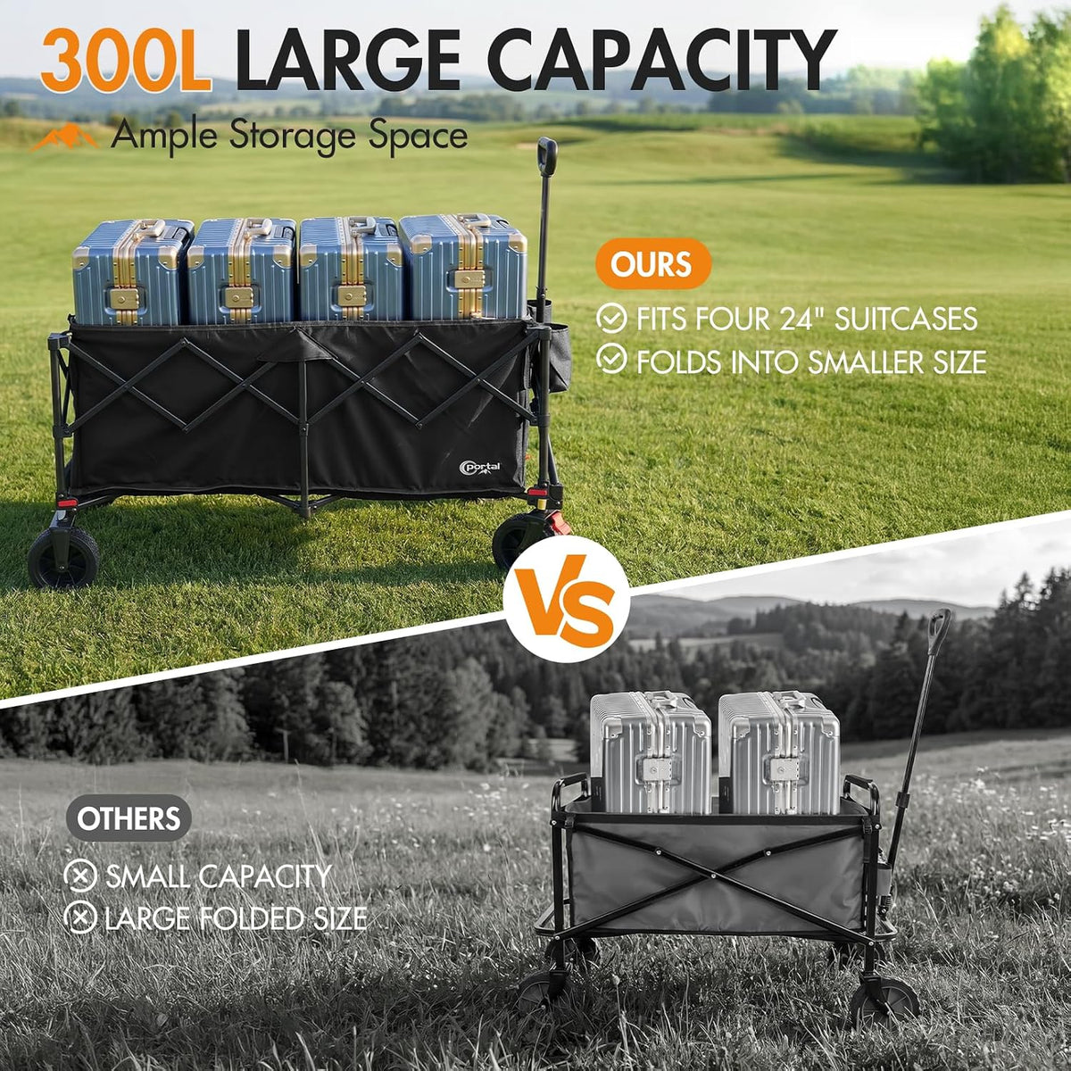 Festival Trolley 300L Heavy Duty Folding Beach Camping Wagon Portal Ultra-Fold