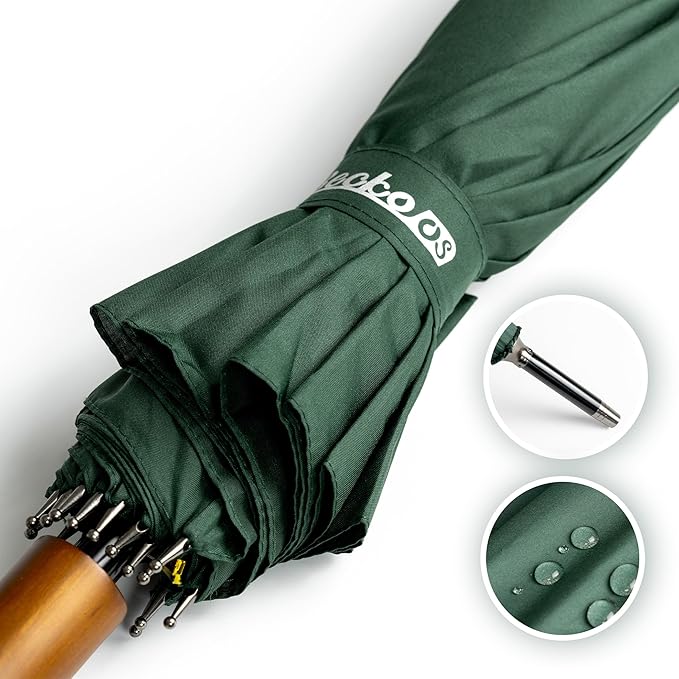 Golf Umbrella Windproof 16 Ribs J Handle Stick Umbrella Becko Black Blue Green