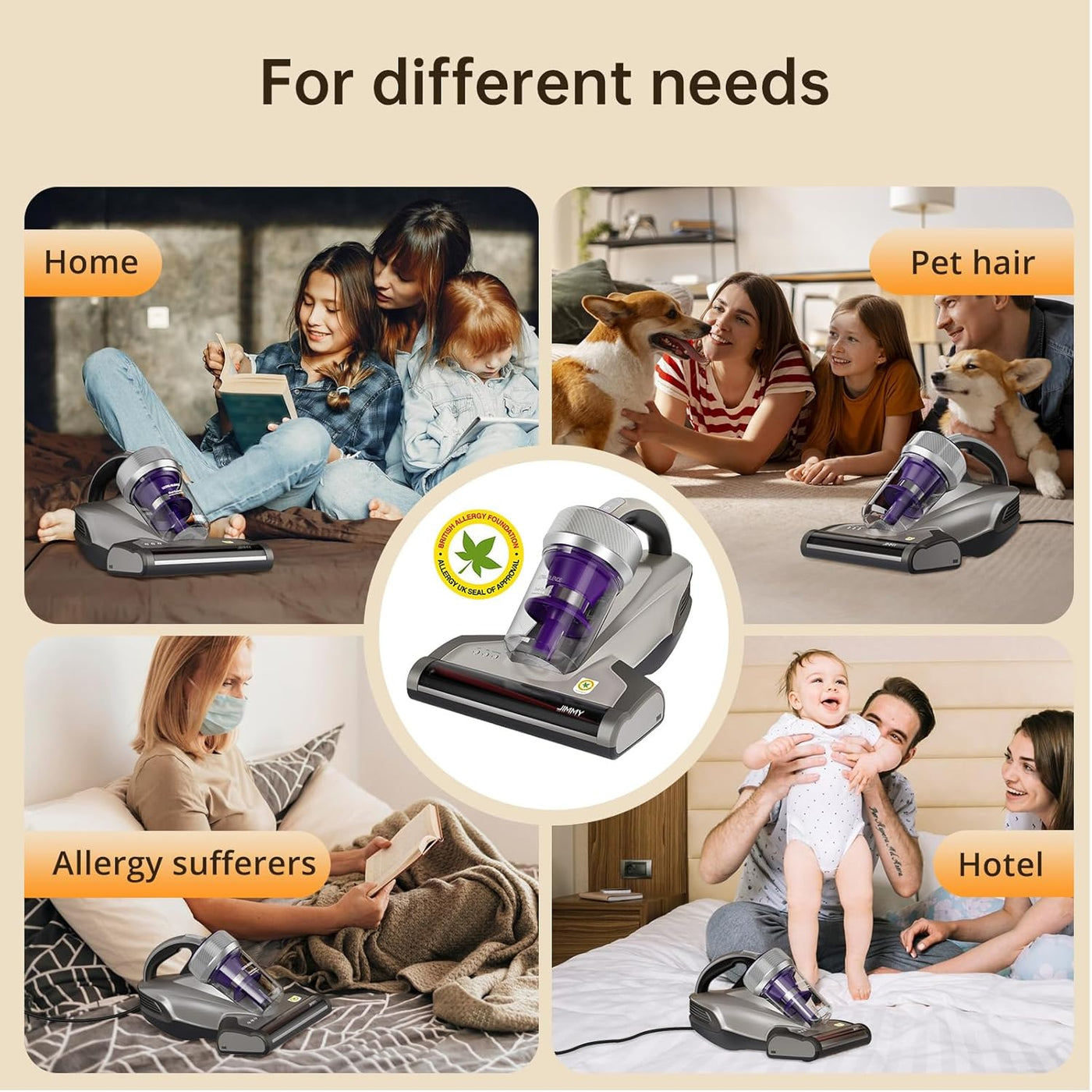 Jimmy JV35 Mattress Vacuum 700W, UV-C Light, 14kPa Suction, Handheld