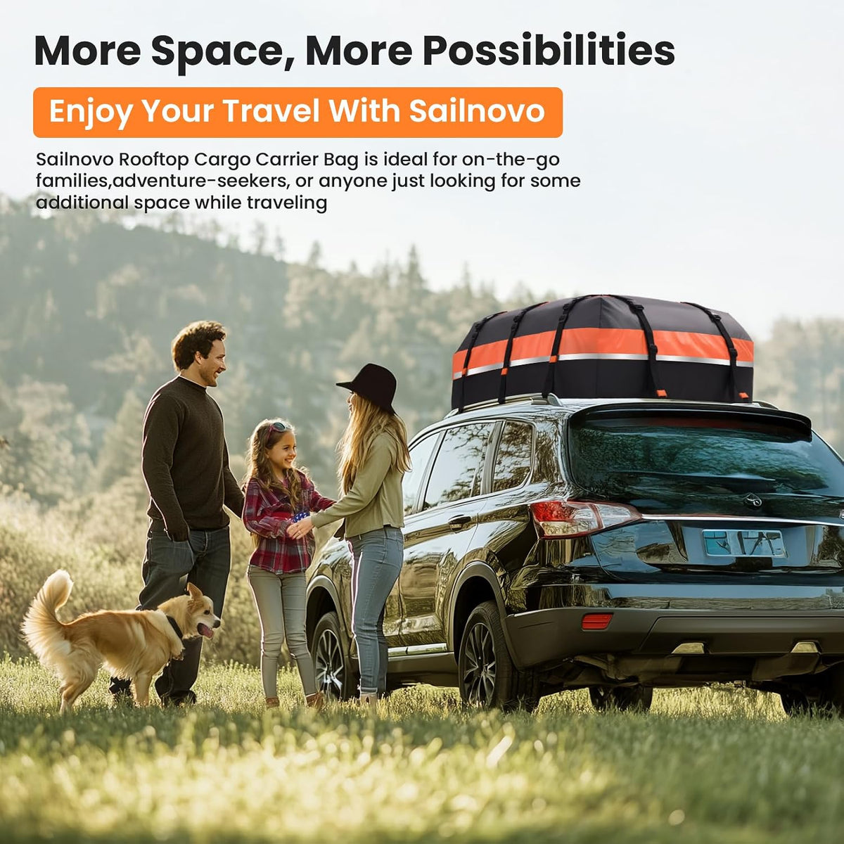 Car Roof Bag 21 Cu Ft 595L Waterproof Foldable Soft Roof Box Sailnovo Cargo Carrier