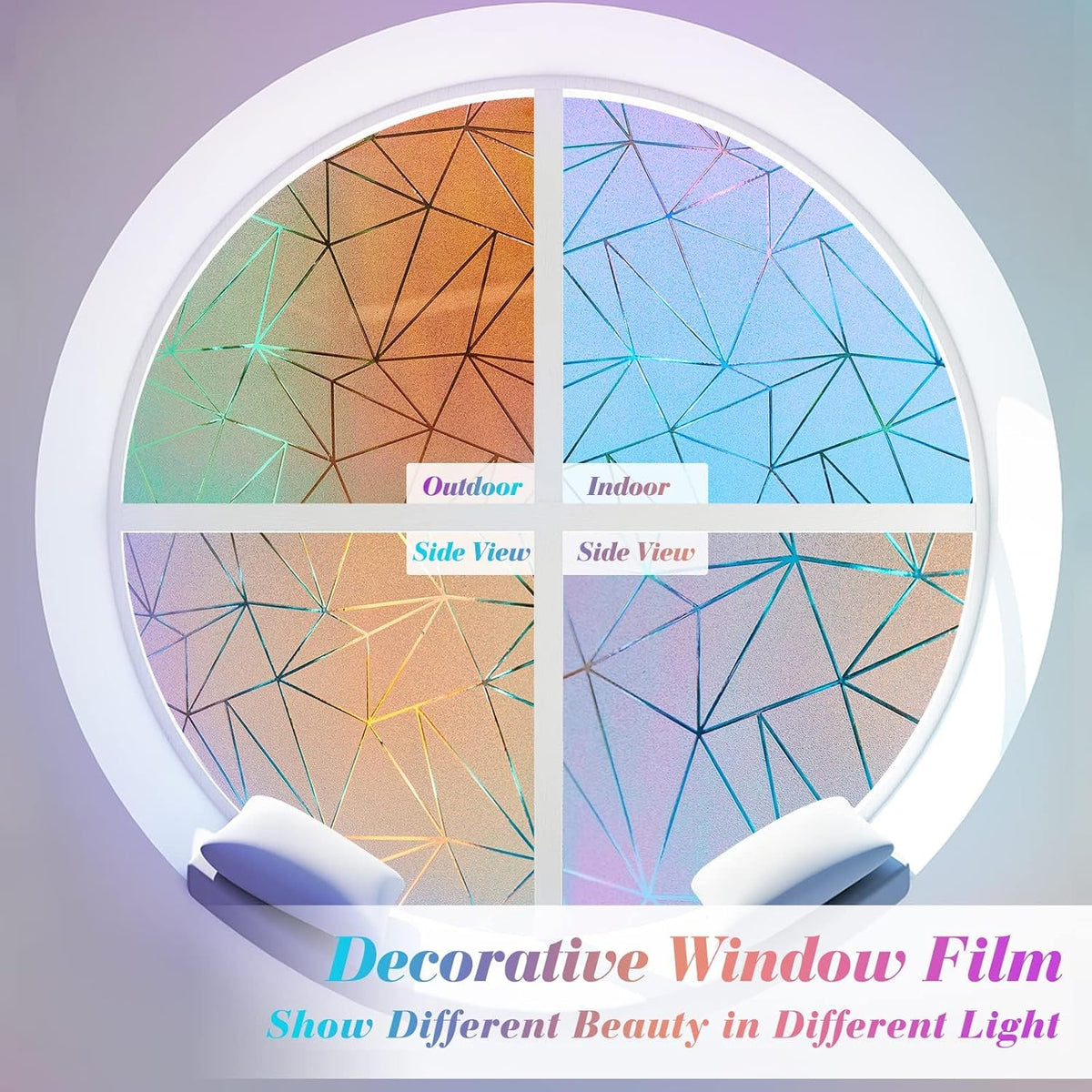 Rainbow Window Film 90x200cm Frosted Privacy Stained Glass Anti UV Beautysaid