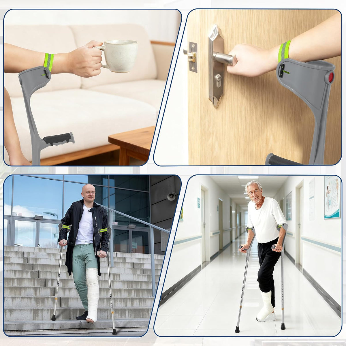 Folding Forearm Crutches Set of 2 Anti Slip Rubber Feet Adult Mobility Walking