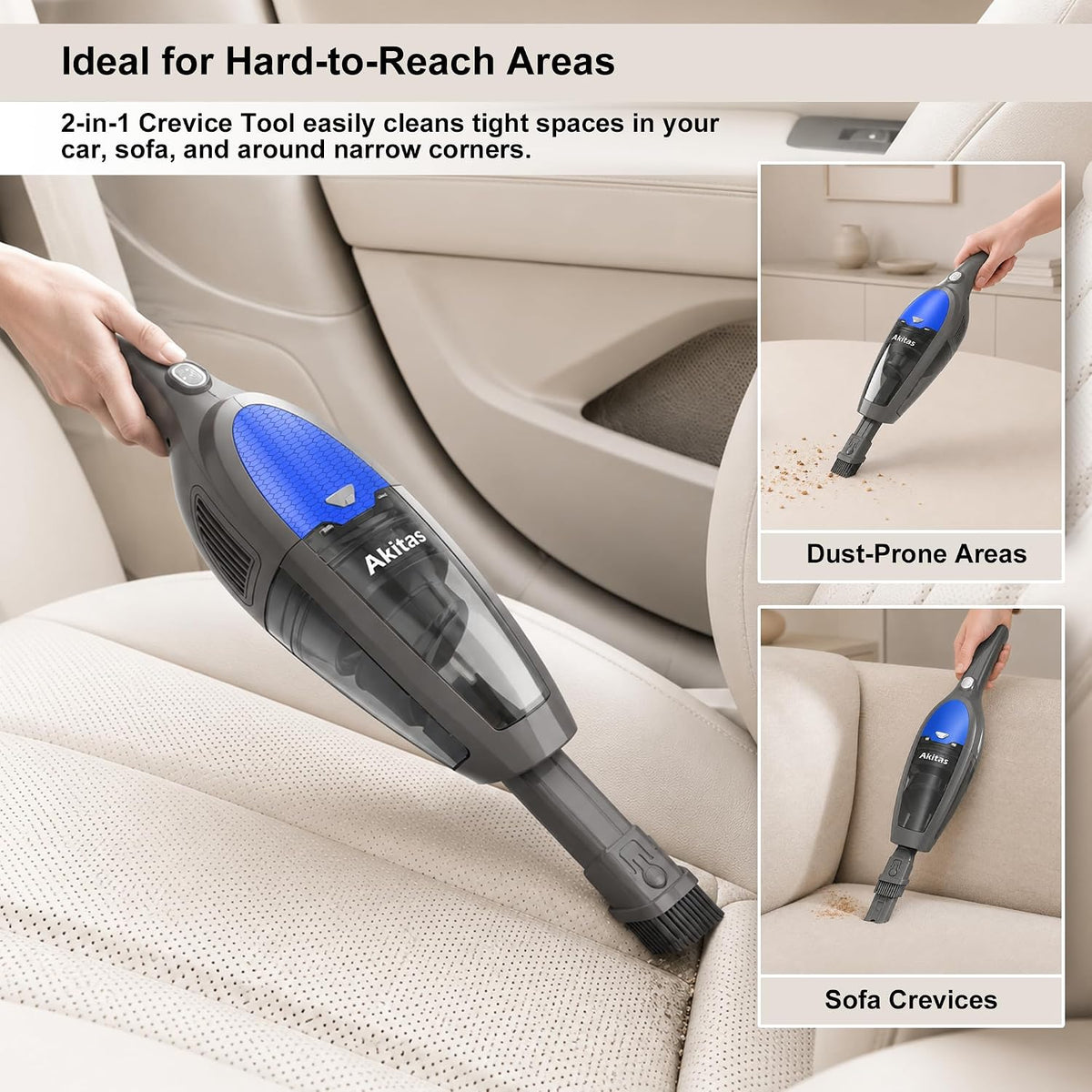 Cordless Vacuum Cleaner 2 in 1 Stick Handheld Auto Dock Pet Hair Akitas U10