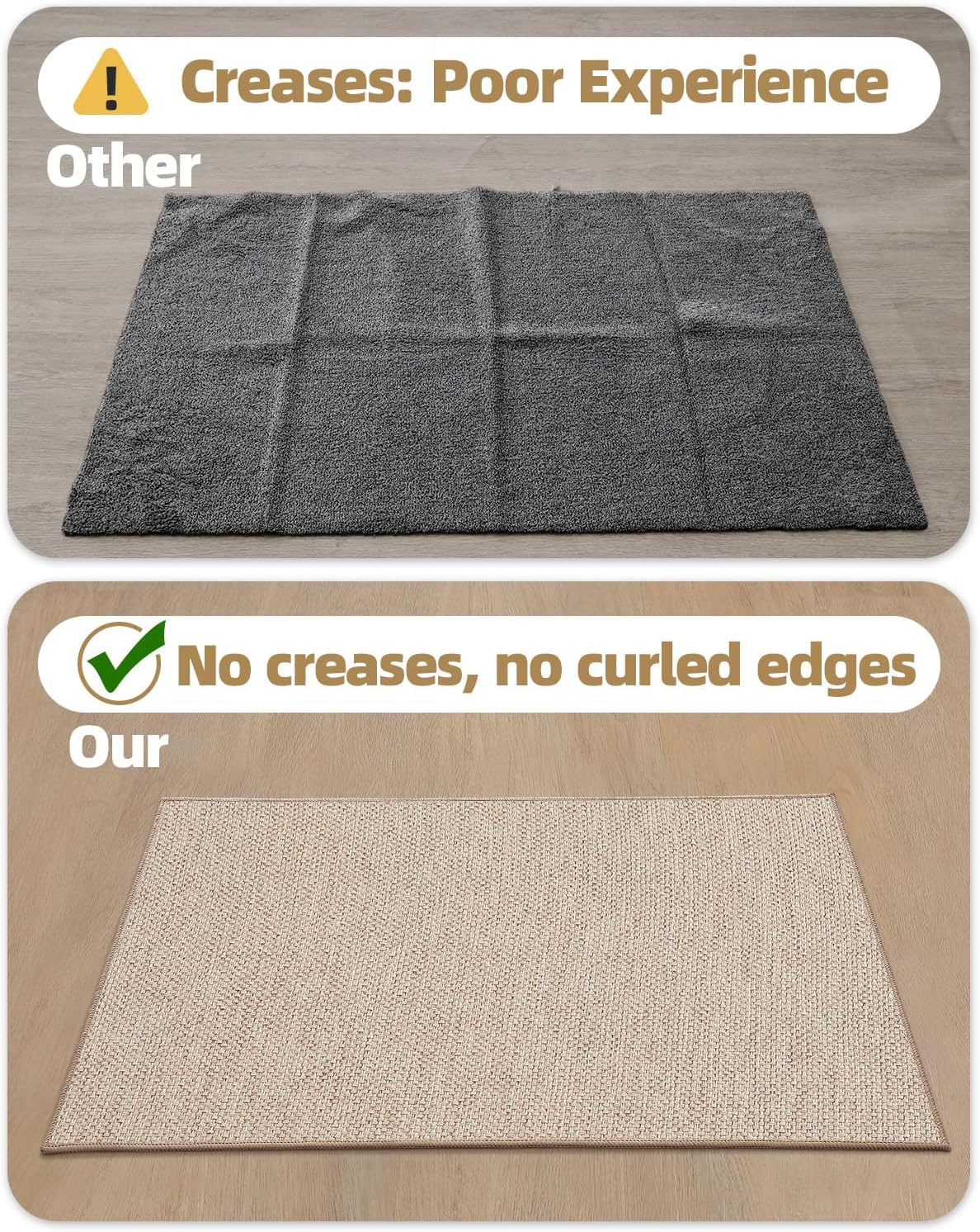 Indoor Door Mat 65x120cm Ultra Thin Entrance Floor Mat Khaki COLOR&GEOMETRY
