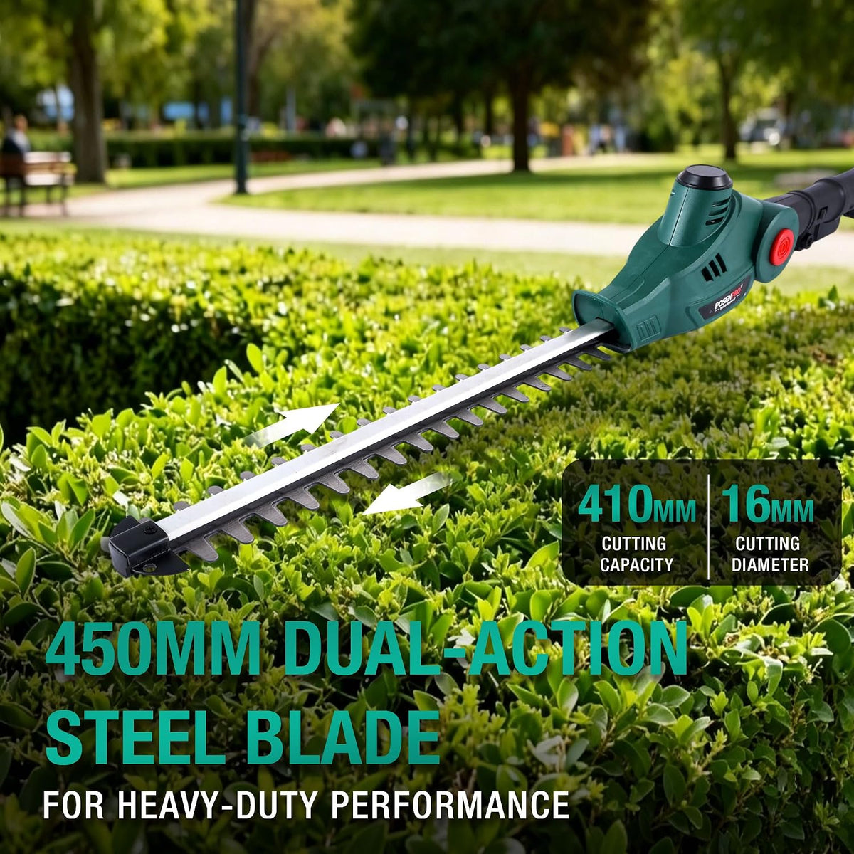 Cordless Pole Saw Hedge Trimmer 20V 2 in 1 2x2.0Ah Batteries POSENPRO Garden Tool