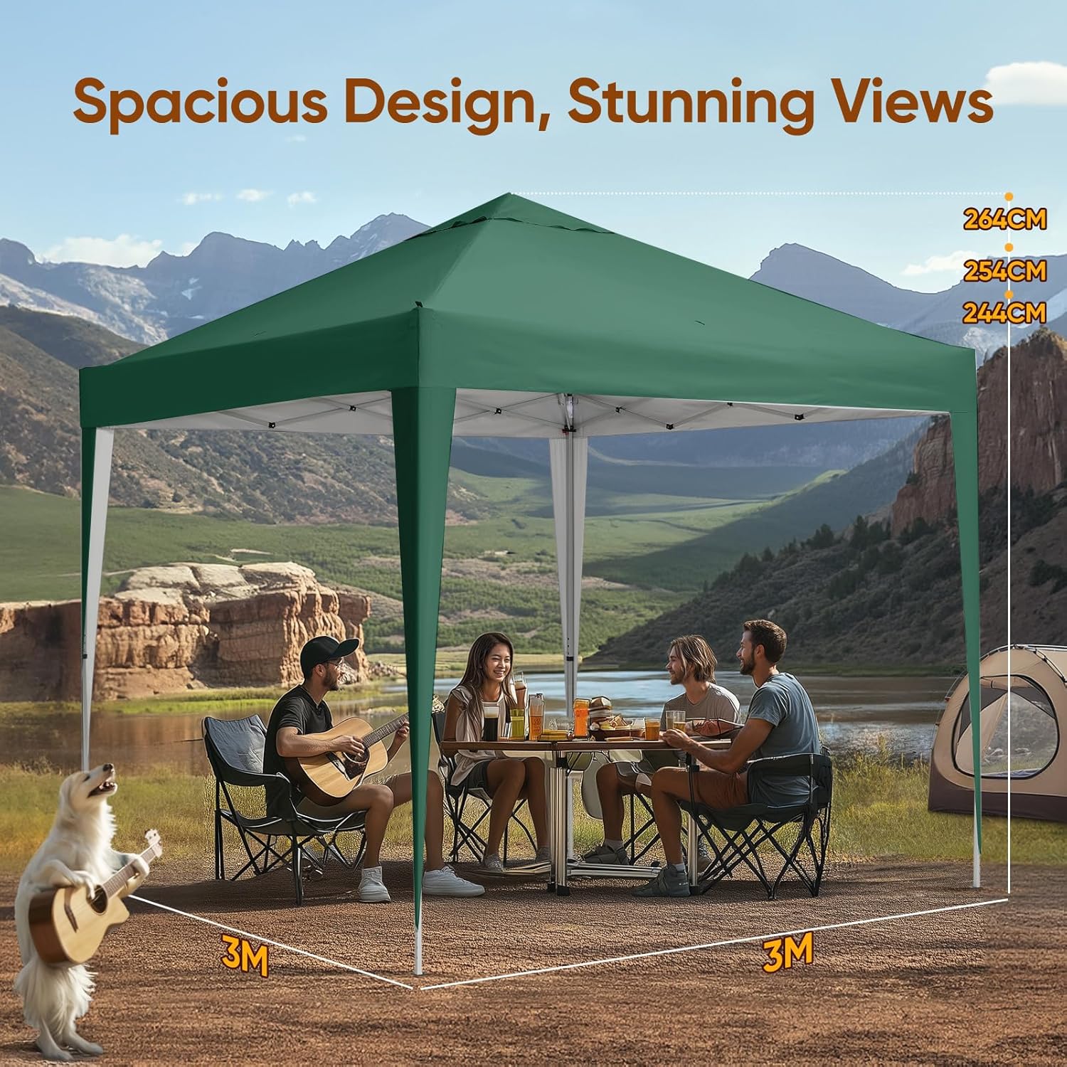 Pop Up Canopy Gazebo 3x3m Adjustable Height Event Shelter Green Quictent