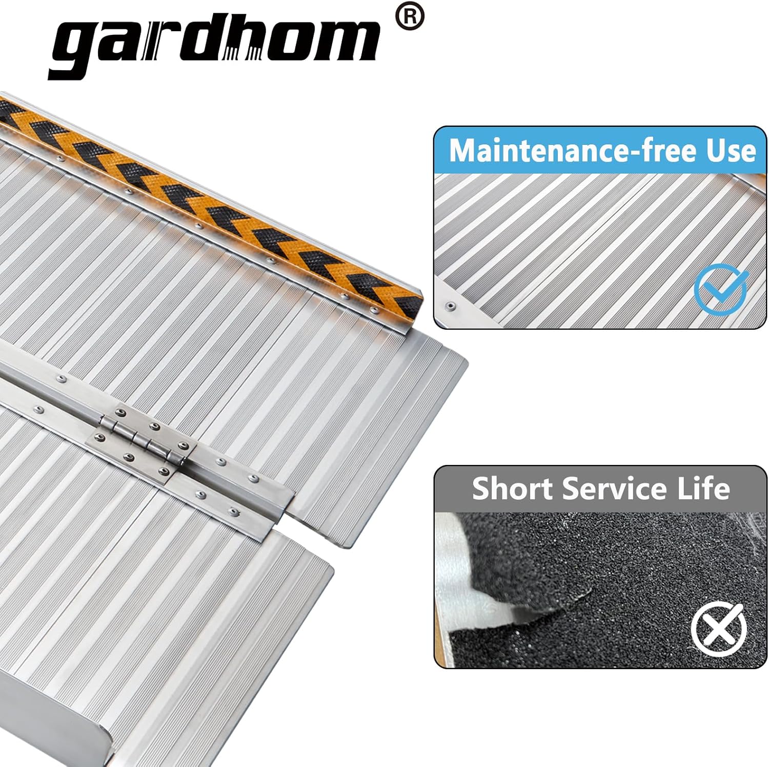 Gardhom 5FT Aluminum Folding Wheelchair Ramp 272KG Capacity for Steps & Doorways