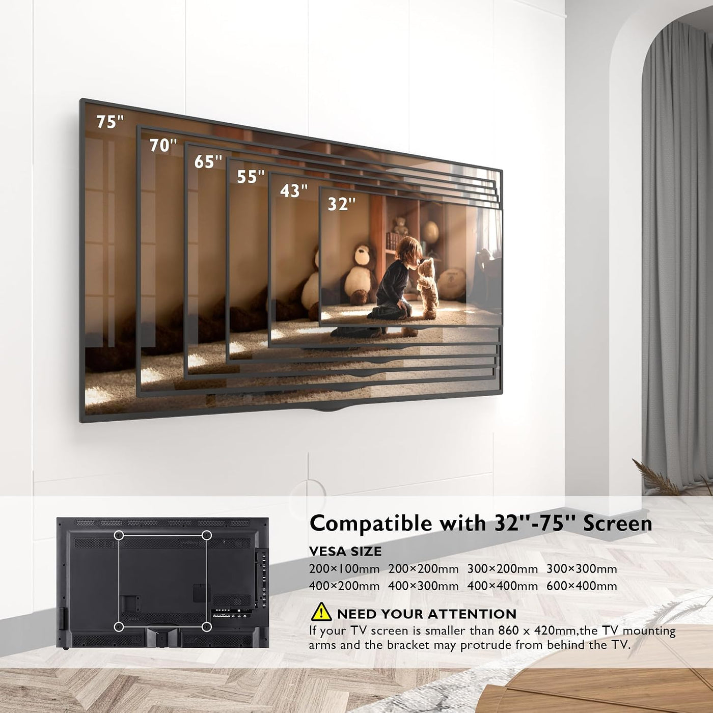 Long Reach TV Wall Bracket 32-75 Inch 1040mm Extension 60kg Full Motion BONTEC