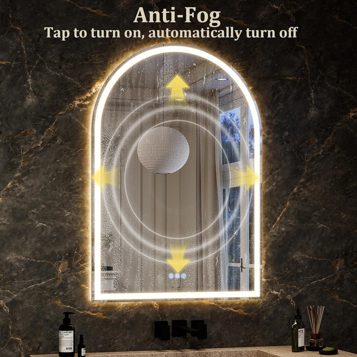 Arched LED Bathroom Mirror 50x75cm Front Backlit Dimmable Vanity Koonmi Wall