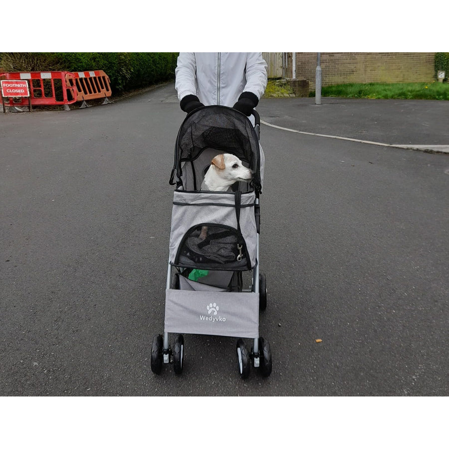 Wedyvko Pet Pram Stroller for Small/Medium Dogs 15kg, Ultra-Light 5.4kg, 4-Wheel