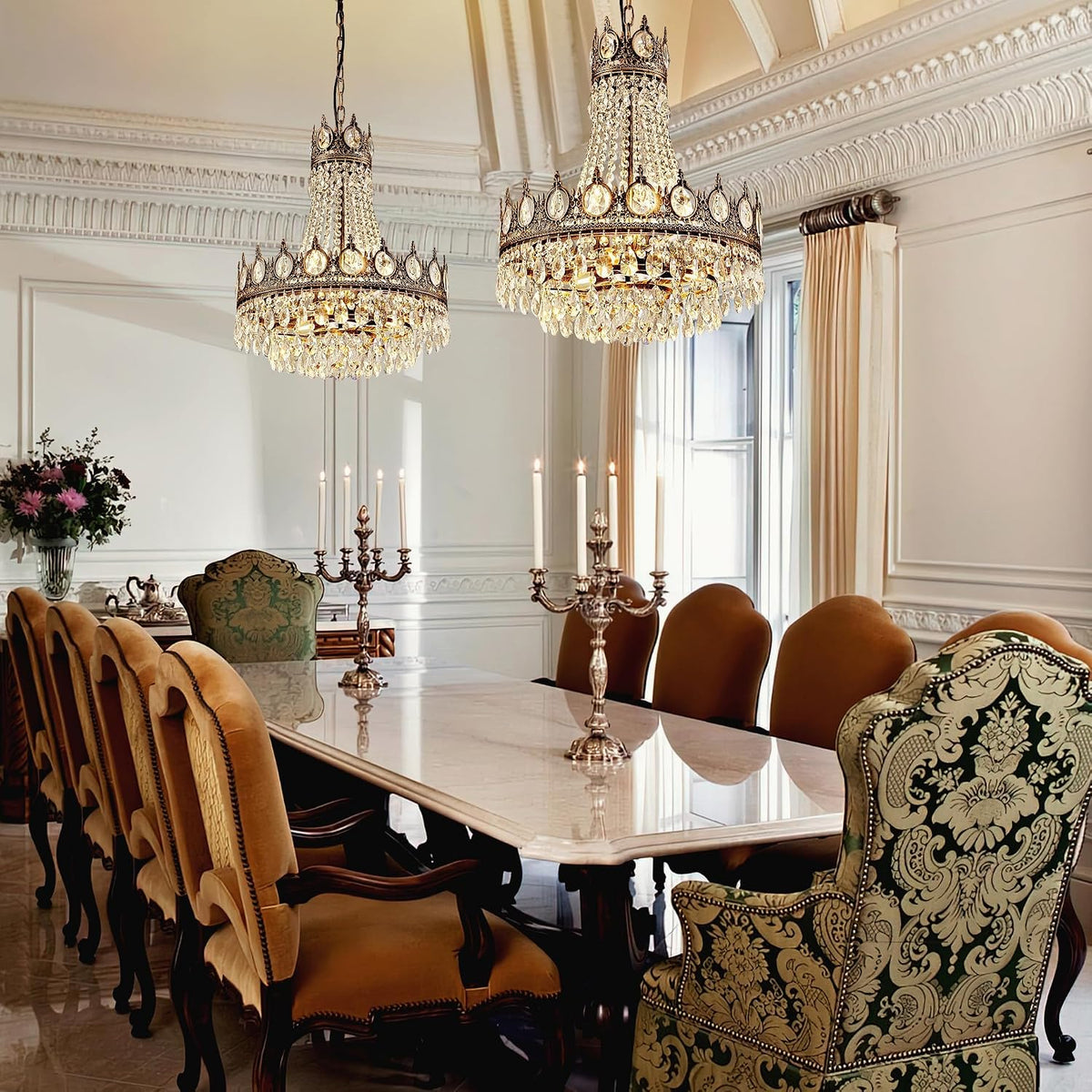 Crystal Chandelier 6 Light French Empire Antique Bronze Farmhouse Ceiling TOCHIC