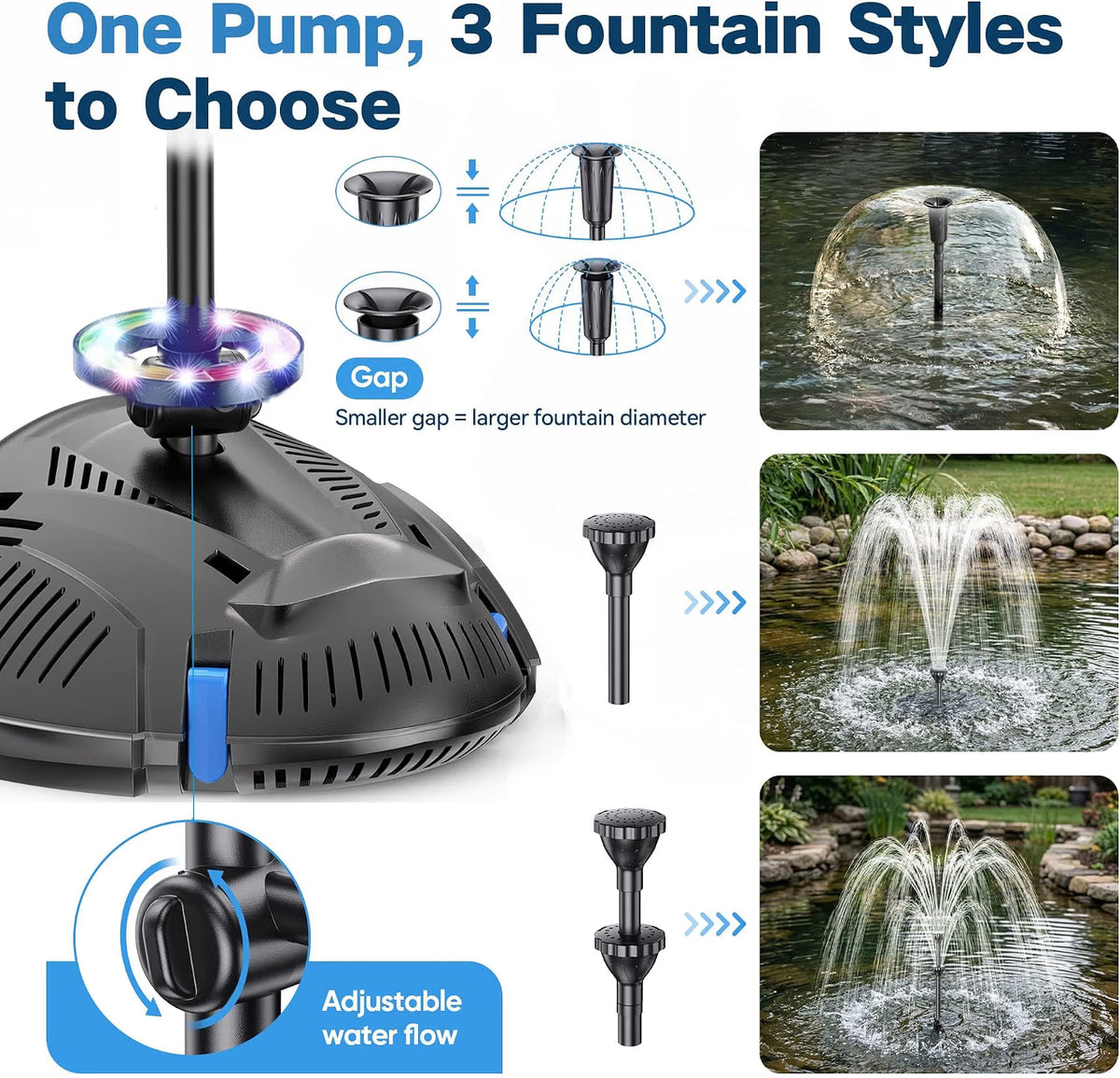 Pond Filter 2500L/H UV Light LED Water Filtration Pump Biling Outdoor Garden Pond