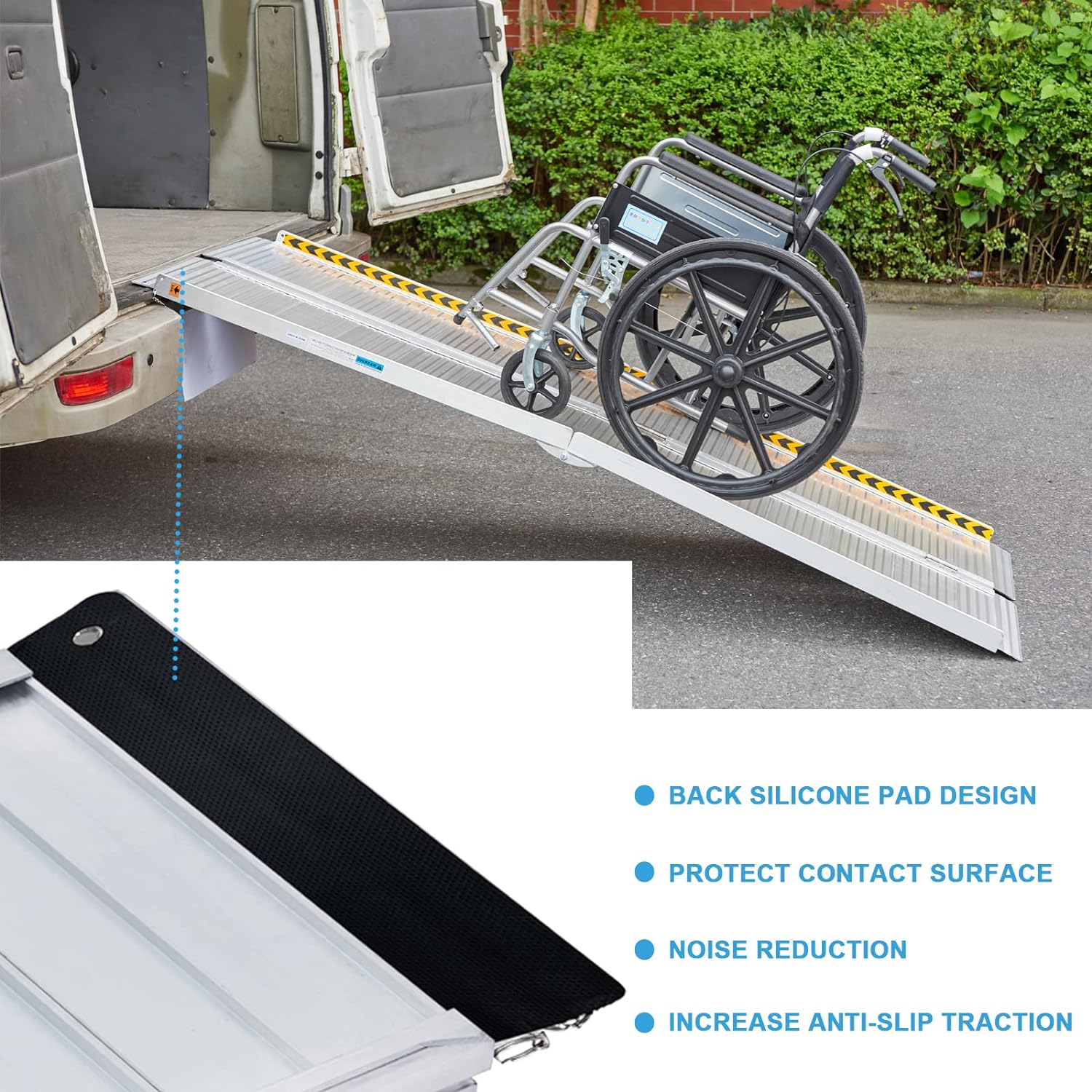 Gardhom 5FT Aluminum Folding Wheelchair Ramp 272KG Capacity for Steps & Doorways