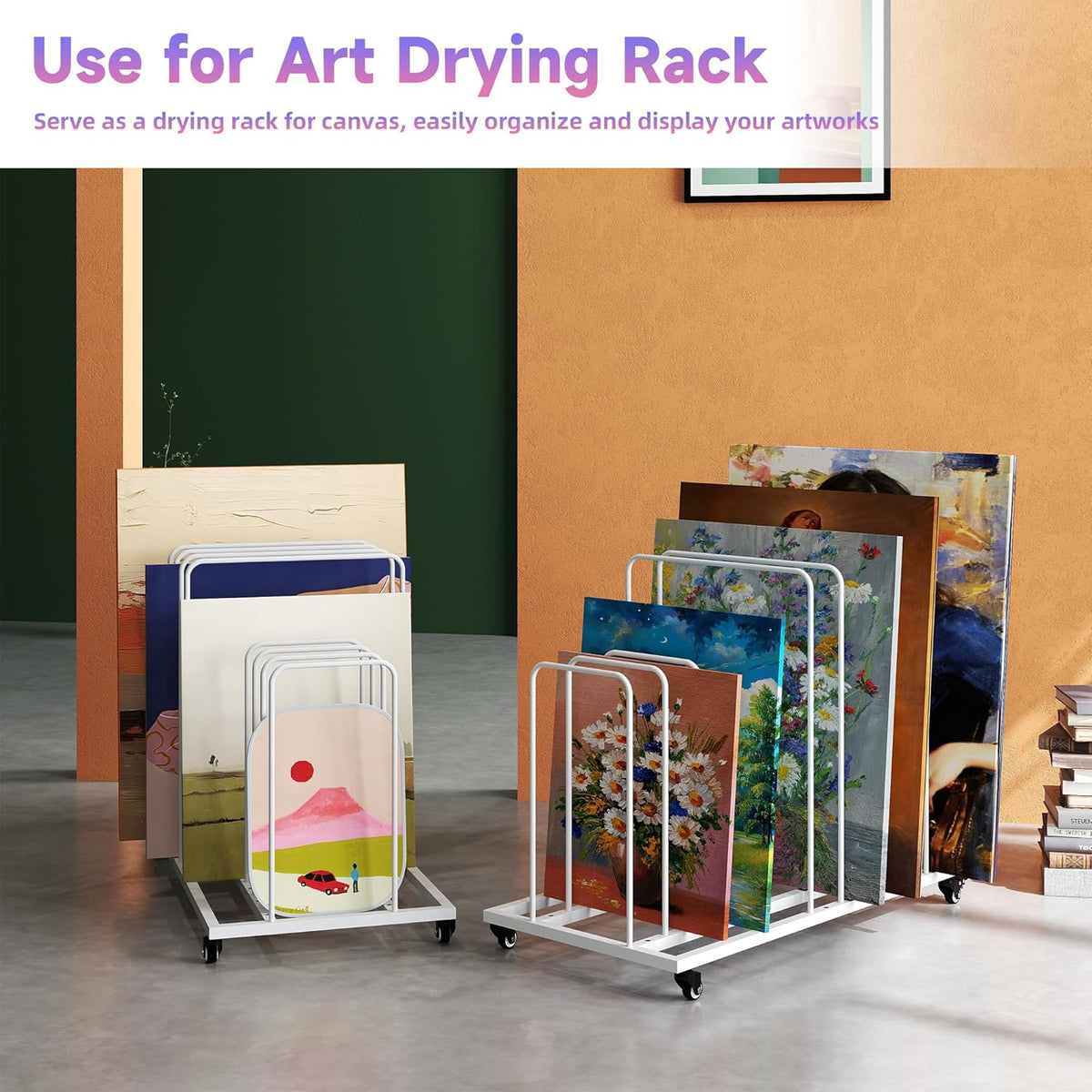 Art Drying Rack Adjustable Canvas Storage Display with Wheels lesolar Classroom