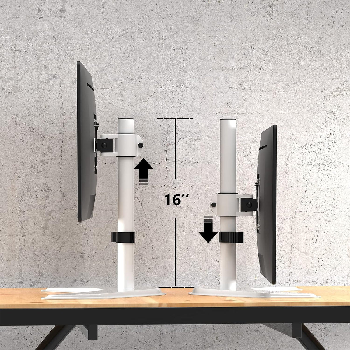 Single Monitor Stand 32 Inch Free Standing Adjustable VESA White WALI