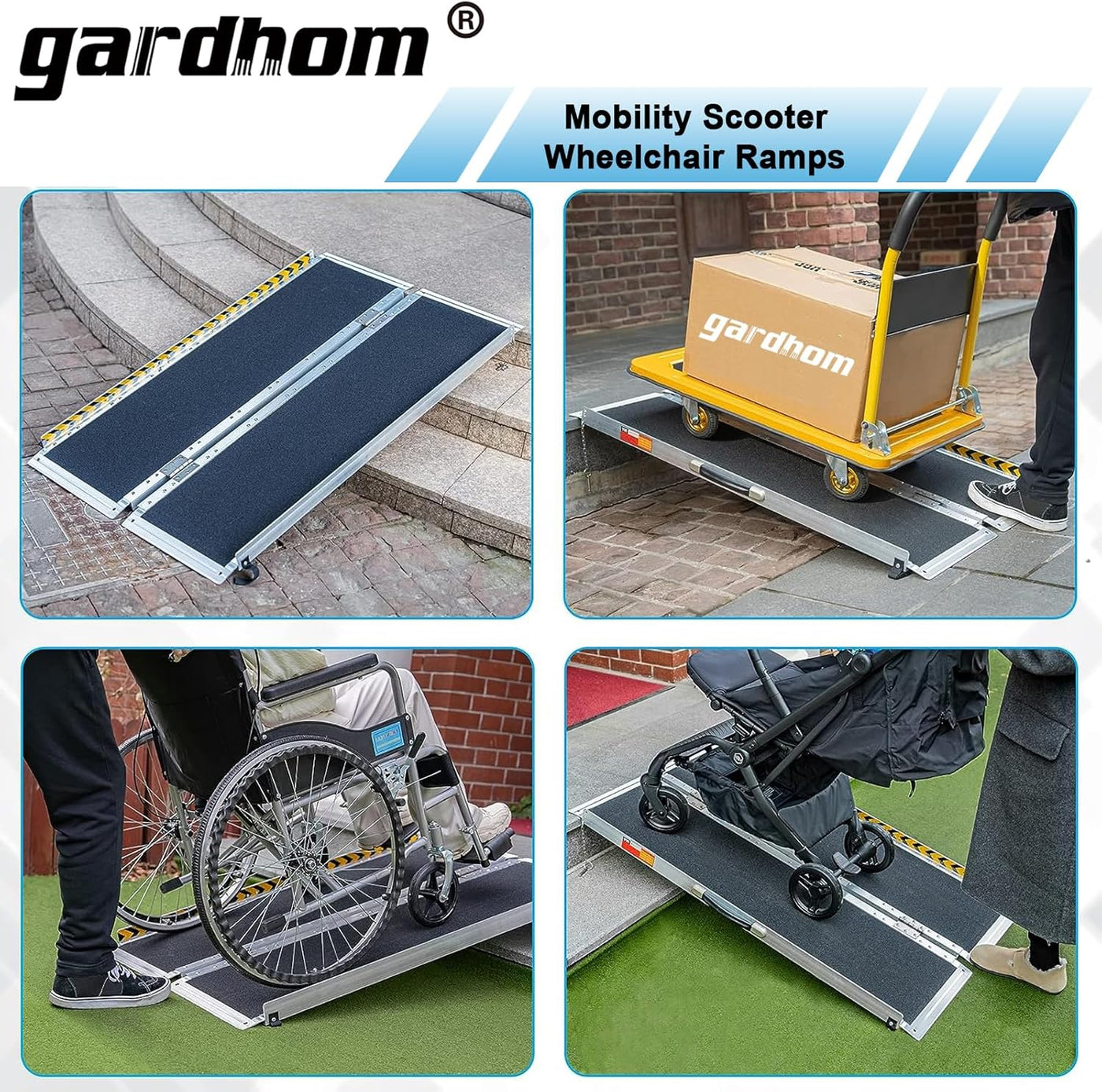 Gardhom 3FT Folding Wheelchair Ramp, 362KG Capacity for Home, Doorways & Steps