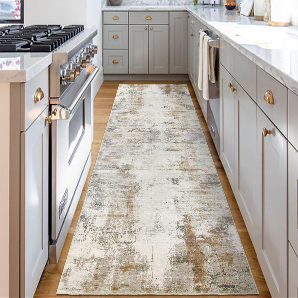 Hallway Runner Rug 60x300cm Non Slip Washable Brown Beige Carpet Famibay Home