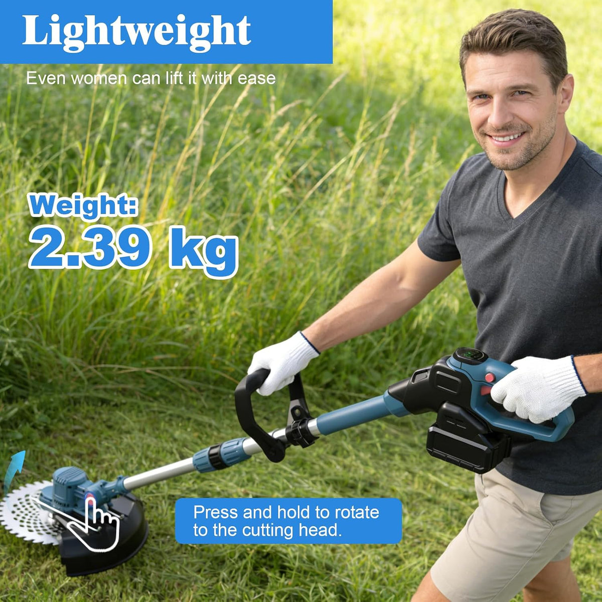 Cordless Strimmer 750W 21V Brushless 5 in 1 2x4Ah Batteries Makita Compatible