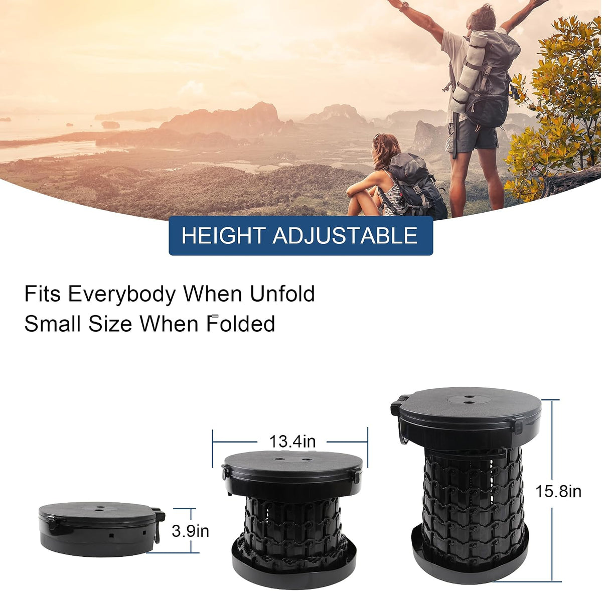 Portable Camping Toilet 600lbs Foldable 15.8 Inch Adjustable ALEVMOOM L Adults