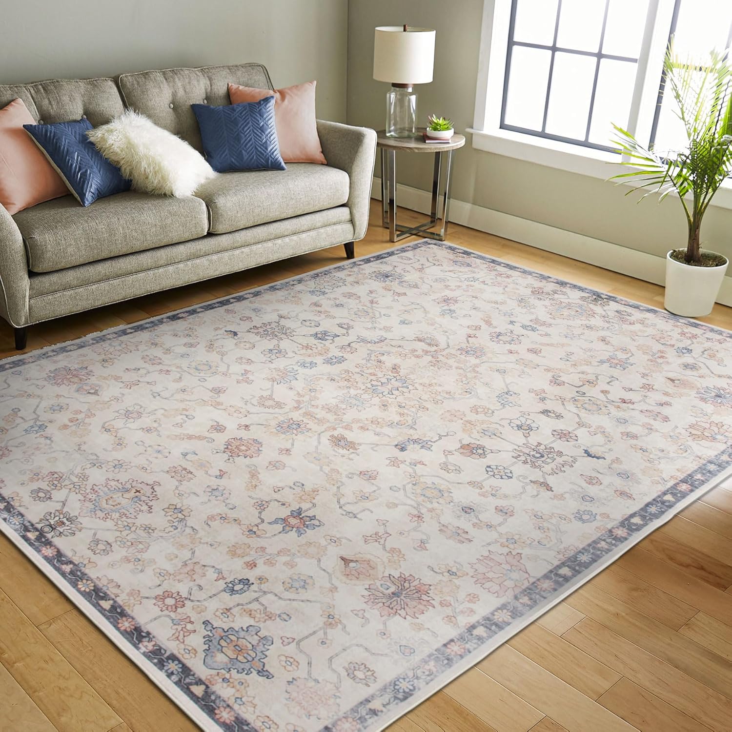 Taleta DAHLIA Washable Non-Slip Vintage Soft Oriental Area Rug, 240x340cm, Beige