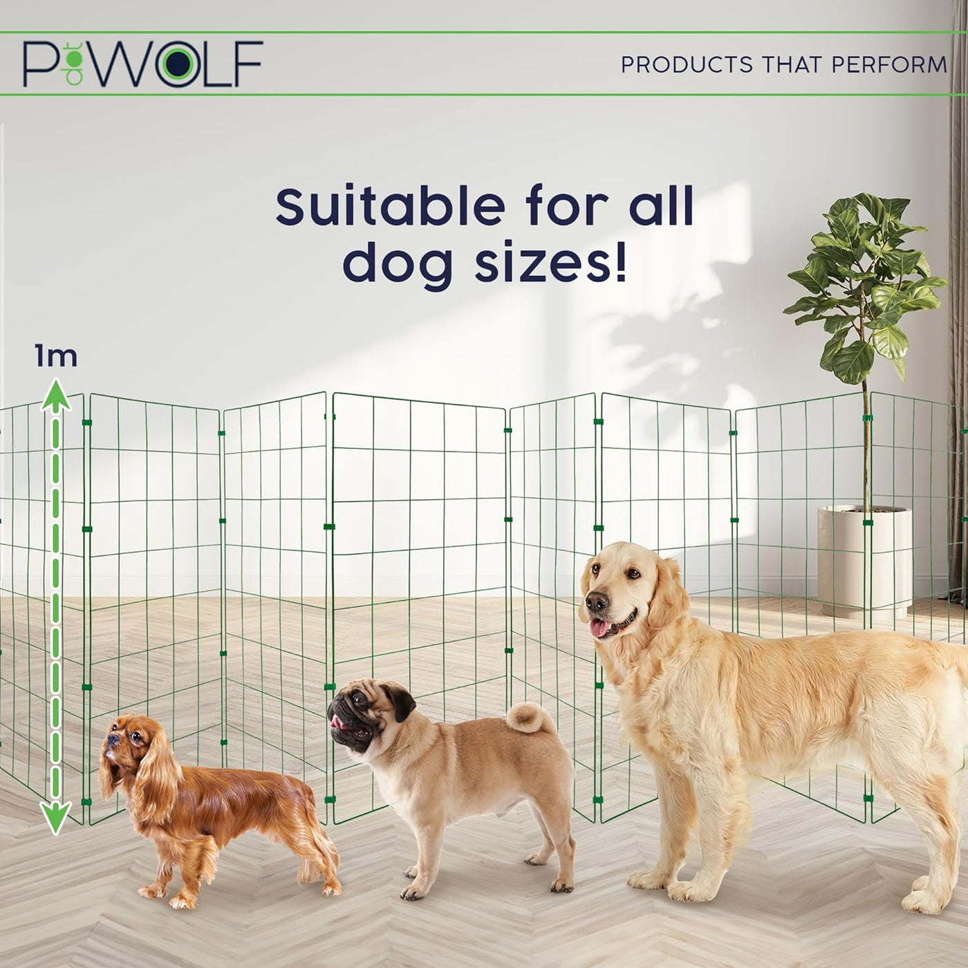 P Dot Wolf Dog Pen 10ft Flexible Playpen Fence for Outdoor & Indoor, Puppy Cage