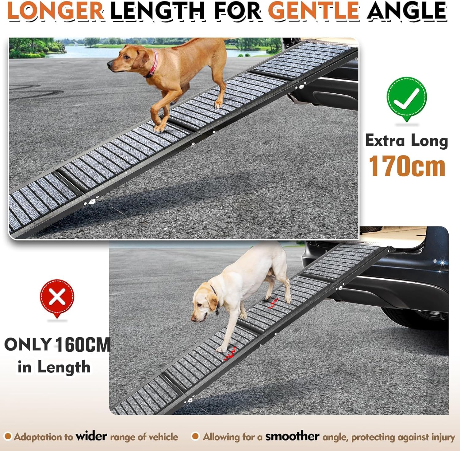 Dog Ramp 170cm Foldable Non Slip Car SUV Truck Ramp 113kg Large Dogs Portable