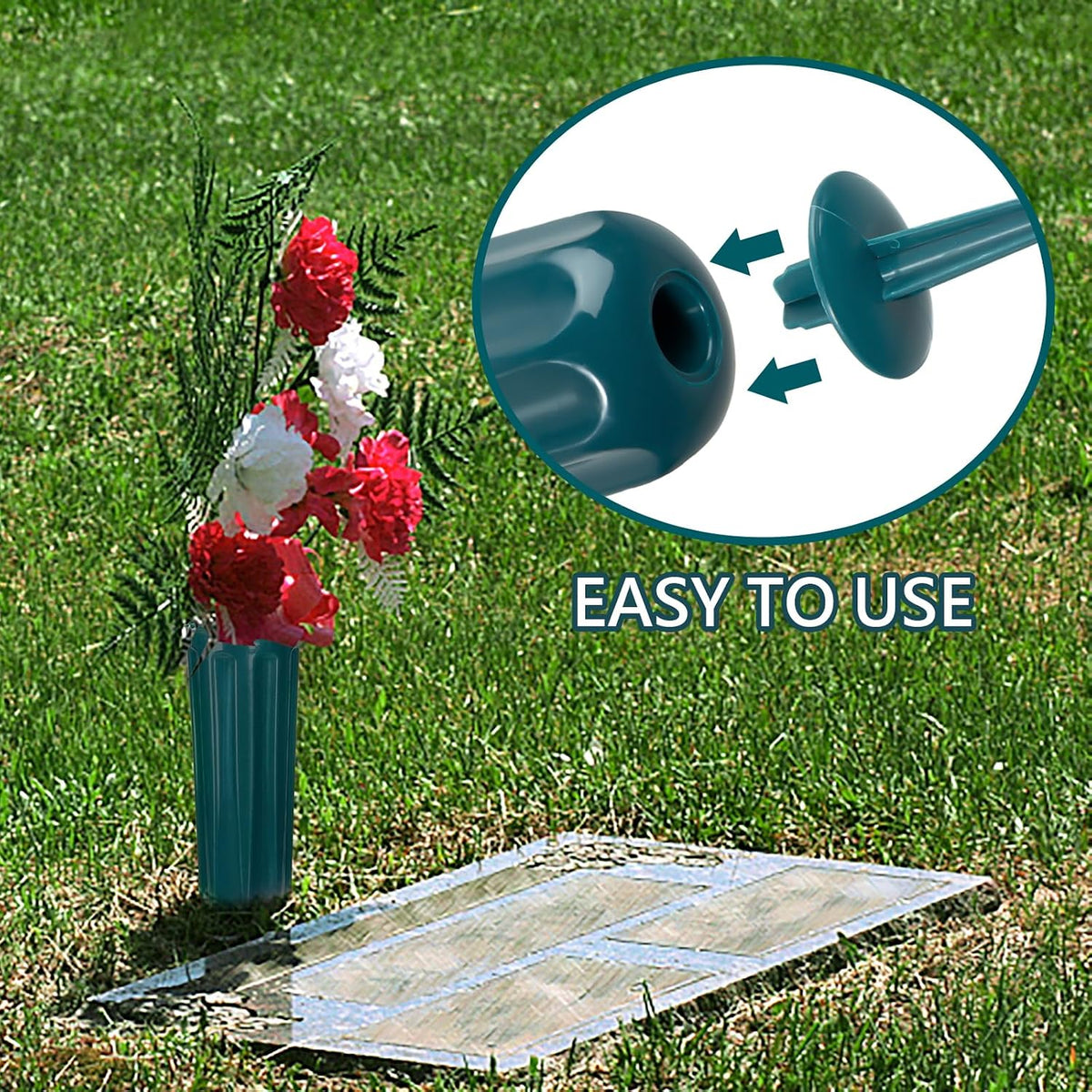 Cemetery Vases 20 Pack Memorial Flower Holders Spikes Dark Green Grave Decoration