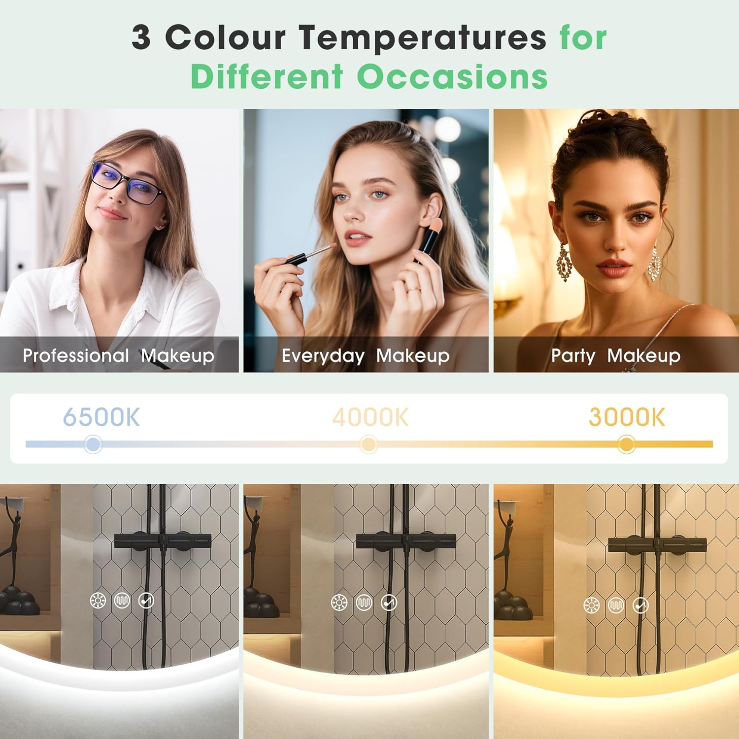 Round LED Bathroom Mirror 800mm Bluetooth Anti Fog Dimmable S'bagno