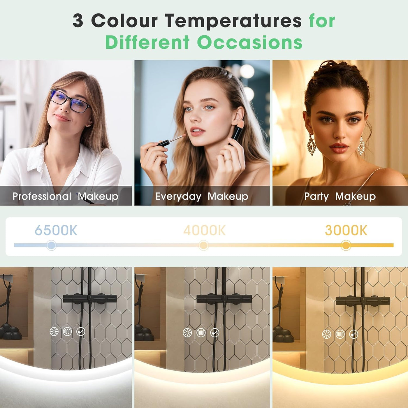 Round LED Bathroom Mirror 600mm Bluetooth Anti Fog Dimmable S'bagno