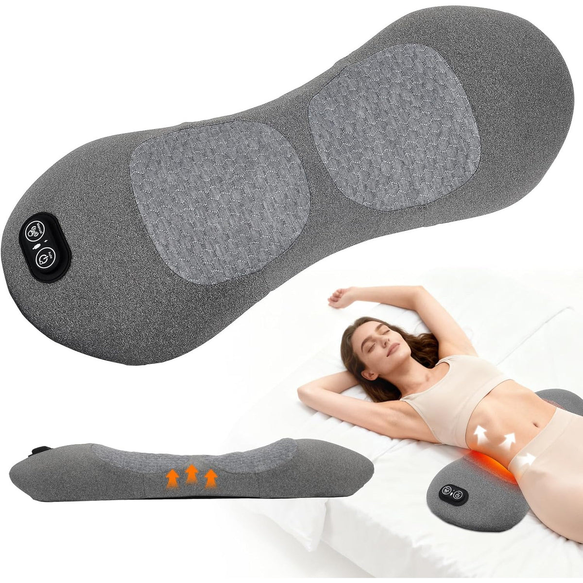 Back Massager 3 in 1 Neck Lower Back Therapy Heat Pain Relief Grey TheraBack