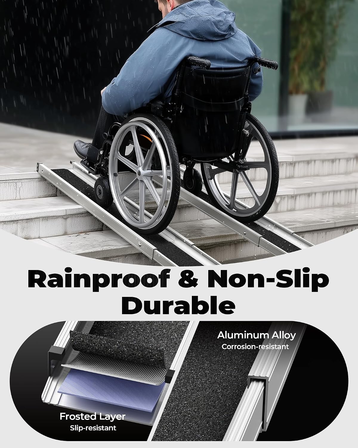Telescopic Wheelchair Ramp 2.5FT 4FT Portable Mobility Ramp Steps Doorways Access