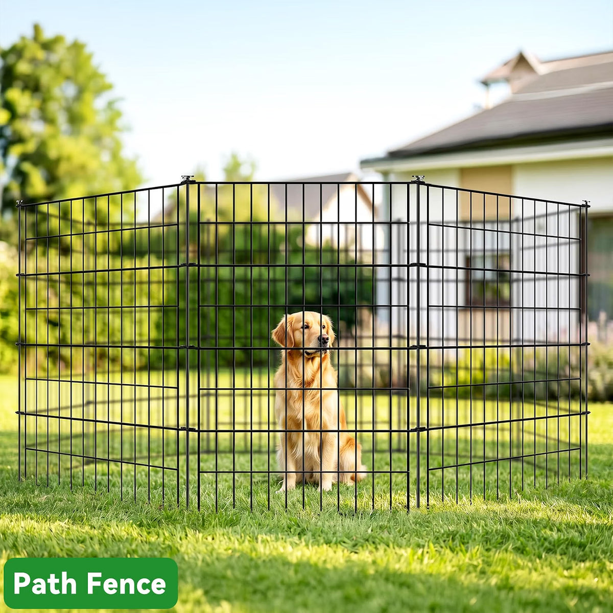 Decorative Metal Garden Fence 101cm x 3.5m 5 Panels Outdoor Border ARIFARO Black